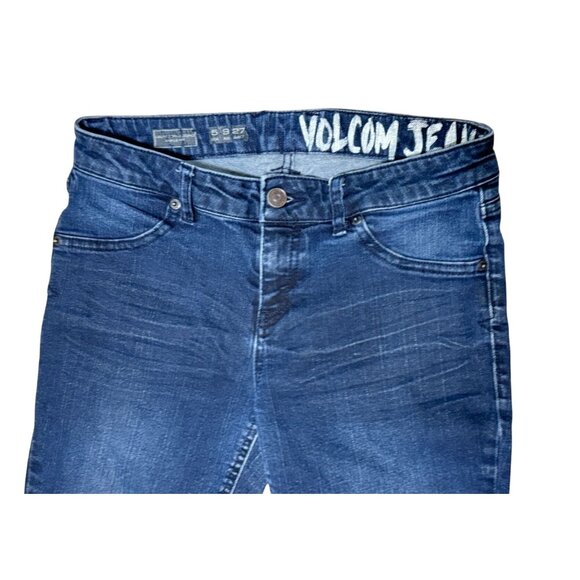 Volcom Ankle Fit Dark Wash Denim Jeans Size 27 / 5 USA Womens Stretch - Picture 4 of 5